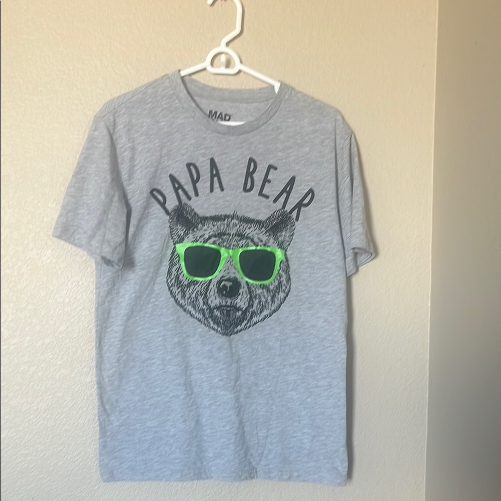 Gray Graphic Tee with Bear Design